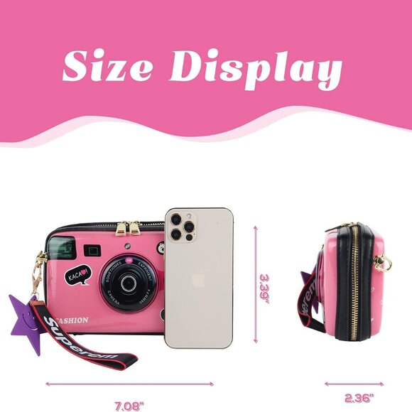 Women Camera Shape PU Leather Crossbody Shoulder Bag Clutch Purse - Picture 3 of 7